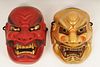 Pair Japanese Polychrome Ceremonial Masks