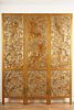 Carved Silver Gilt Wood 3 Panel Screen