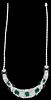 18K White Gold Link Necklace, each of the seventy-two round links mounted with two horizontal round diamonds, transitioning to four large black onyx l