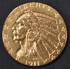 1911-D GOLD $5 INDIAN  CH BU