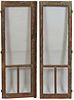Pair of Antique French Pine Chateau Windows, 19th c., with a large vertical glazed panel above two smaller vertical glazed panels, H.- 56 1/2 in., W.-