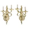 Pair of Asian Style Wall Sconces in Silver Finish