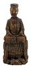 Carved Wood Gilt Figure of a seated official - 木雕镀金官员坐像