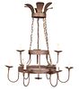 Colonial Style Iron Two-Tier Chandelier
