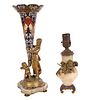 Gilt Metal, Champleve, and Stone Figural Vase