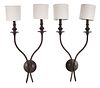 Pair of Contemporary Metal Two Light Wall Sconces