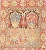 Antique 17th Century Smyrna Turkish Oushak Rug 8 ft 1 in x 7 ft 4 in (2.46 m x 2.24 m)