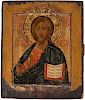 A RUSSIAN ICON OF CHRIST PANTOCRATOR, 19TH CENTURY