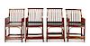 * A Set of Four Chinese Bamboo Armchairs Height 38 1/4 inches.