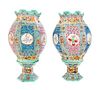 A Pair of Famille Rose Porcelain Lanterns Height 15 inches.