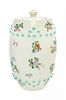* A Famille Rose Porcelain Barrel-Form Jar and Cover Height 9 1/2 inches.