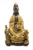 A Large Gilt Bronze Figure of Guanyin Height 21 inches.