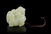 A Pale Celadon Jade Toggle Width 1 3/4 inches.