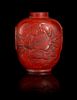 * A Carved Red Agate Snuff Bottle Height 3 inches.