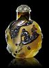 A Carved Cameo Agate Snuff Bottle Height 2 1/4 inches.