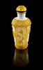 * A Yellow Overlay White Peking Glass Snuff Bottle Height 2 3/4 inches.