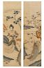 * Two Chinese Kesi Silk Panels Height of each panel 41 1/2 x width 13 1/2 inches.