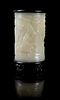 * A Chinese White Jade Brush Pot, Bitong Height 5 5/8 inches.