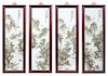 * A Set of Four Chinese Qianjiang Enameled Porcelain Plaques Height of each plaque 29 1/8 x width 8 1/4 inches.