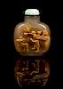 * A Chinese Carved Agate Snuff Bottle Height 2 1/2 inches.