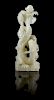 * A Chinese White Jade Figure of a Dragon Height 8 1/8 inches.
