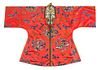 * A Chinese Embroidered Silk Robe Length 40 inches.