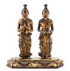 * Two Gilt Wood Figures of Deities Height of taller 10 inches overall.