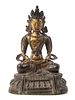 * A Sino-Tibetan Gilt Bronze Figure of a Bodhisattva Height 8 inches.