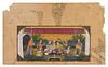 Three Indian Illuminated Manuscript Leaves Height of first 10 7/8 x width 4 1/2 inches.