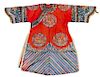 * A Chinese Embroidered Silk Lady's Dragon Robe Length 57 inches.