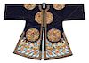 * A Chinese Embroidered Silk Dragon Robe Length 42 inches.
