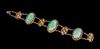 A Jadeite Mounted Silver-Gilt Bracelet Length 7 inches.