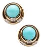 Charles Turi Clip Earrings In 18Kt Gold With 25.94 Cts In Diamonds & Turquoises	