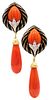 Convertible Earrings in 18 kt gold & platinum with diamonds & Coral