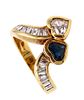 Toi et Moi ring in 18 kt gold with 2.59 cts Diamond & Sapphire