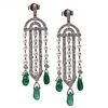 Emerald Diamond & Pearl Chandelier Earrings