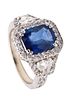 Barmakian Brothers ring in 18 kt gold with 4.47 Ctw in diamonds & sapphires