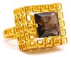 Modernist Ring in the manner of Andrew Grima in 14 kt gold with topaz