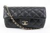 CHANEL 22C BLACK QUILTED CAVIAR MINI CLASSIC FLAP GOLD CHAIN