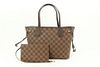 LOUIS VUITTON SMALL DAMIER EBENE NEVERFULL PM TOTE WITH POUCH