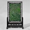 Carved Spinach Green Jade Table Screen