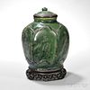 Green-glazed Pottery Jar with Tin-clad Cover