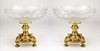 Pair of 19th C. Christofle Bronze & Baccarat Glass Centerpieces