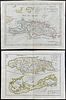 Le Rouge - 4 Maps of West Indies Islands (Jamaica, Bermuda, Antigua, Martinique, Saint Domingue or Haiti)