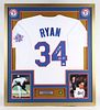 Nolan Ryan Signed Rangers 32x36 Custom Framed Jersey Display with Hall of Fame Pin Inscribed "7 No Hitters" (PSA)
