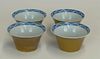 Set of Four (4) 20th Century Chinese Porcelain Wine Cups with Blue and White Decoration.