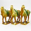 Lot of 3 Modern Tang Style Horses. Multicolor glazes.