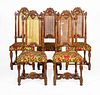 SET OF FIVE WILLIAM AND MARY STYLE WALNUT AND CANED TALL BACK SIDE CHAIRS