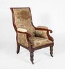 VICTORIAN CARVED MAHOGANY LIBRARY CHAIR