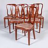 SET SIX VICTORIAN STAINED FRUITWOOD DINING CHAIRS